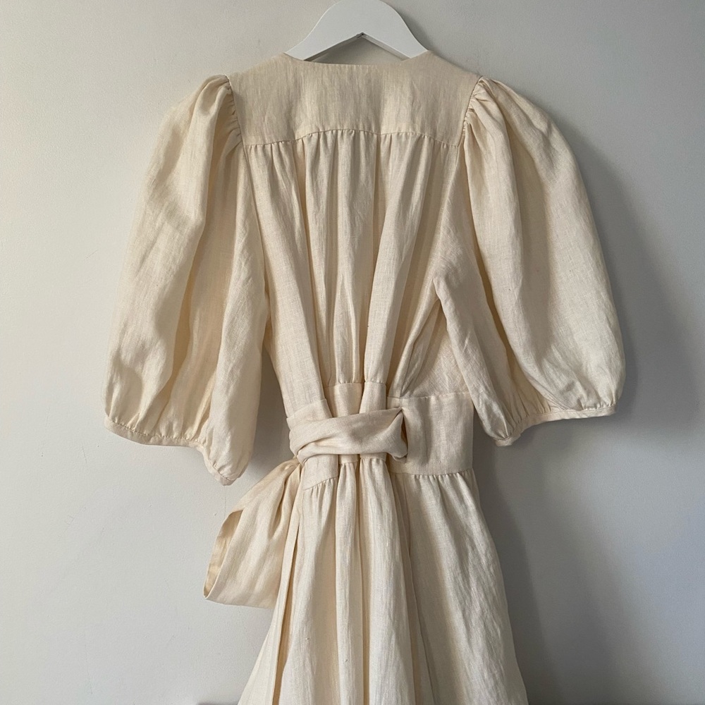 THREE GRACES LONDON Fiona Dress Ivory Linen S/M - Picture 10 of 13